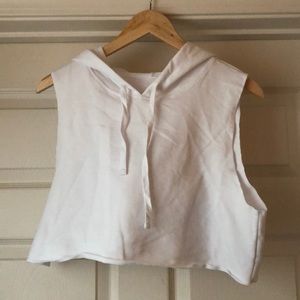 White Crop Hoodie Tank